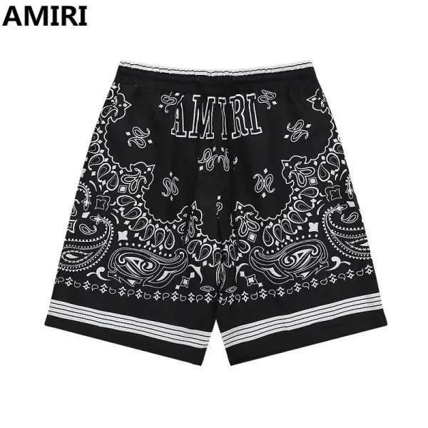 AMIRI Bandana Print Basketball Shorts Black - 1