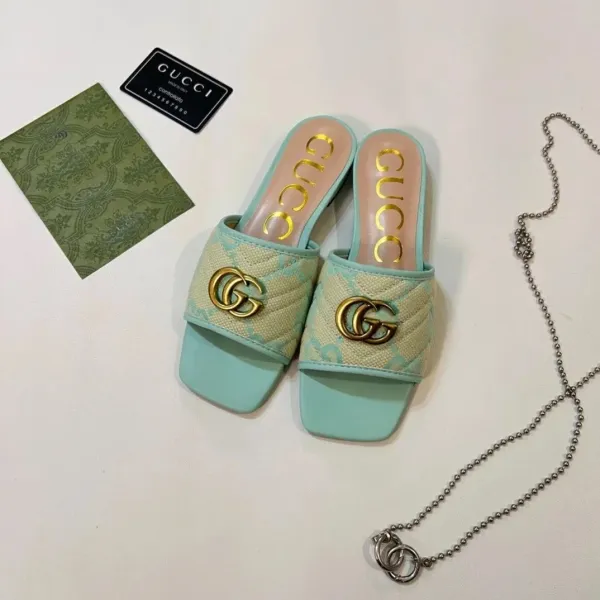 Gucci GG Marmont Slide Sandals Mint Green - 1
