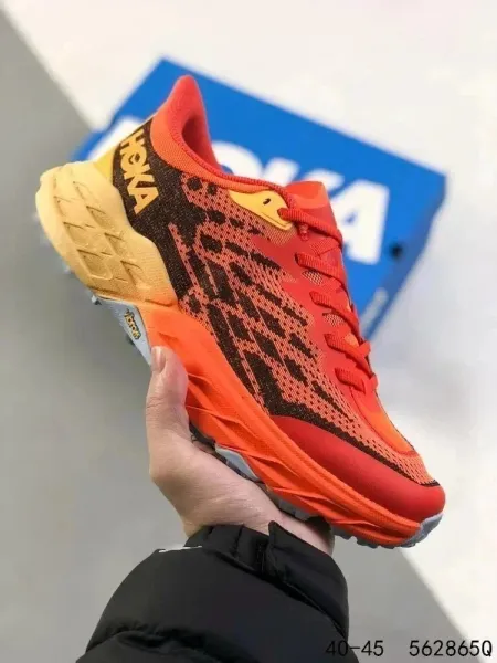 Hoka One One Speedgoat 5 Orange Red Multicolor Running Shoes - 1