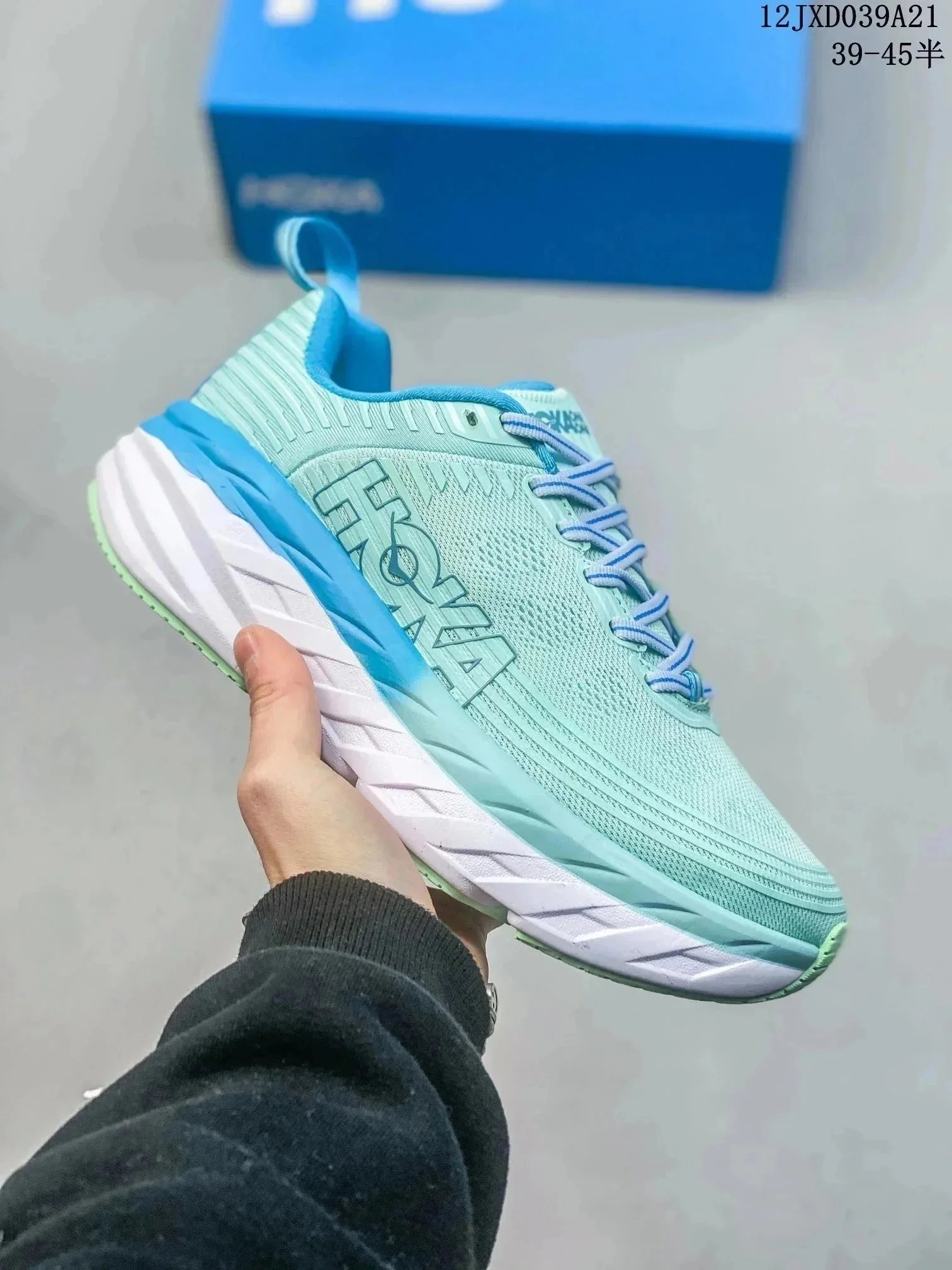 Hoka One One Clifton 9 Mint Blue Running Shoes - 1