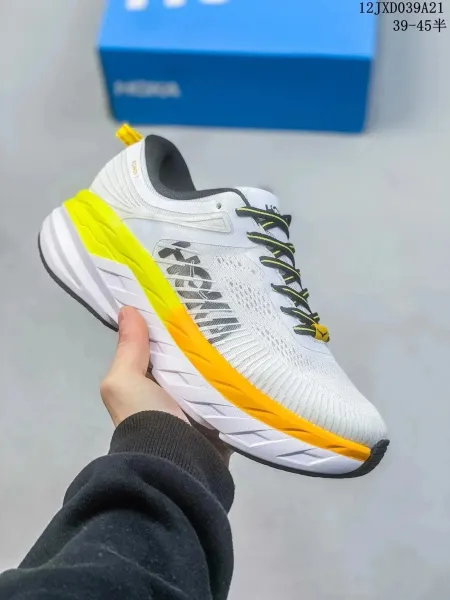 Hoka One One Bondi 7 White Yellow Running Shoes - 1