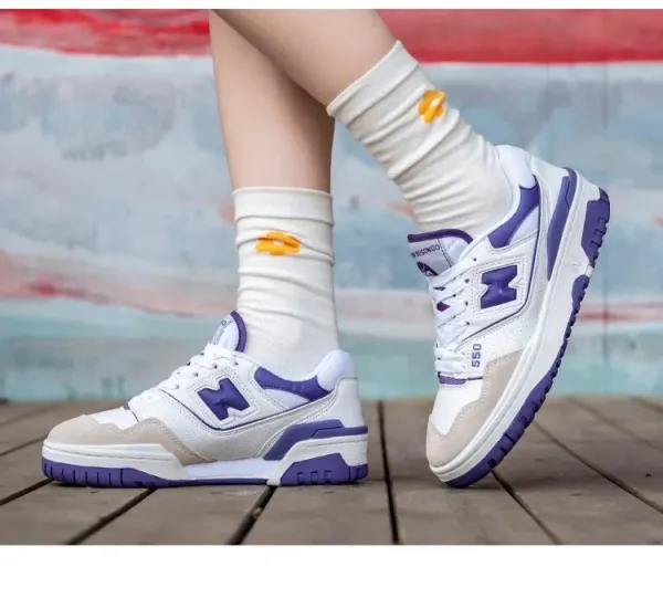 New Balance 550 White Navy Beige Sneakers - 6