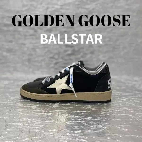 Golden Goose Ballstar Black and White Star Sneakers - 1