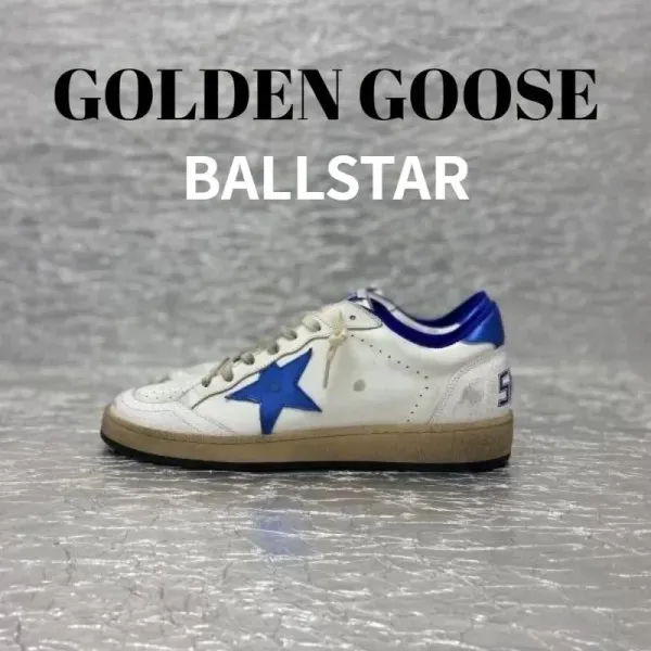 Golden Goose Ballstar White and Blue Sneakers - 1