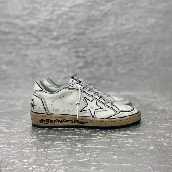 Golden Goose Ball Star White Distressed Sneakers - 1