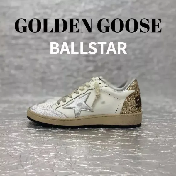 Golden Goose Ballstar White Silver Glitter Sneakers - 1