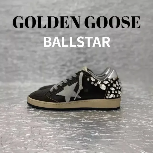 Golden Goose Ballstar Black Silver Crystal Embellished Sneakers - 1