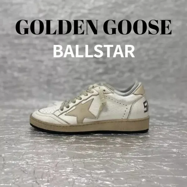 Golden Goose Ballstar White Beige Leather Sneakers - 1