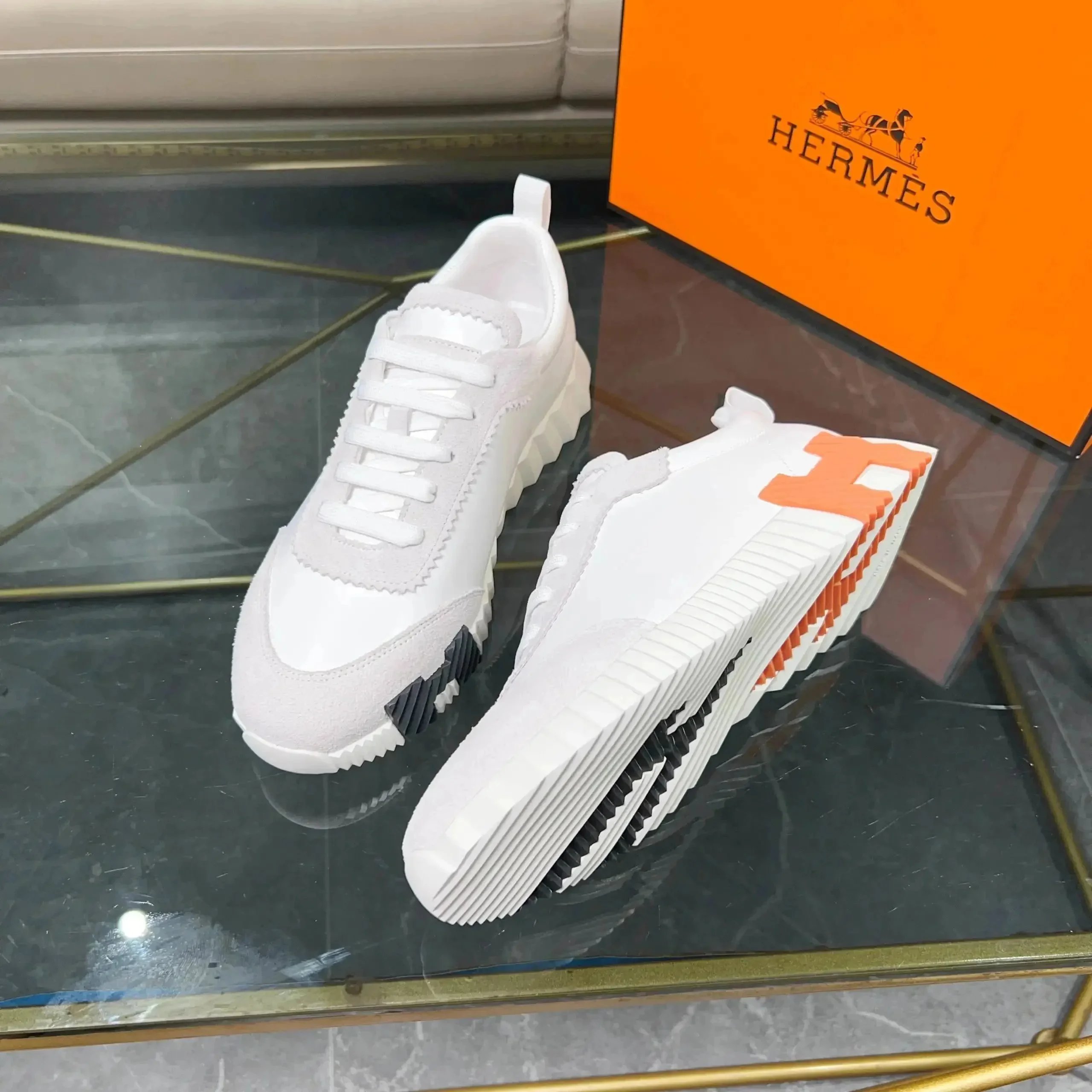 Hermès H-Ride Sneakers Black and White Mesh Sneakers - 7