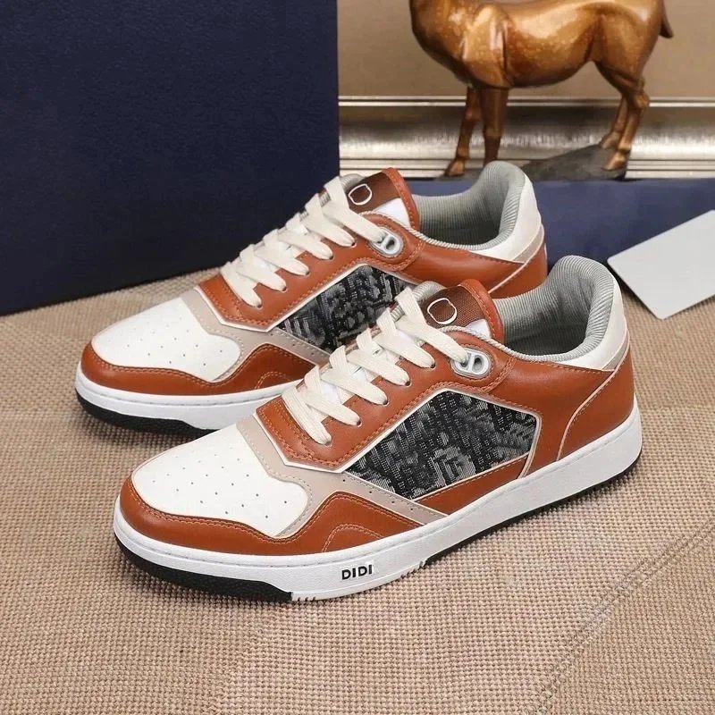 DIDI Sneakers White Gray Brown Patterned Casual Sneakers - 8