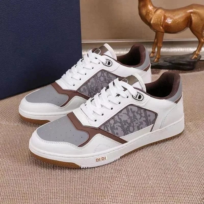 DIDI Sneakers White Gray Brown Patterned Casual Sneakers - 4