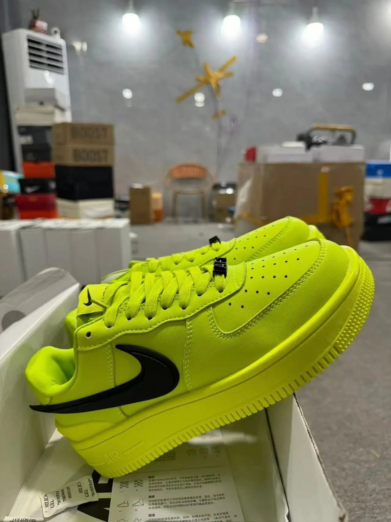 Nike Air Force 1 Low Volt Green with Gold Swoosh Sneakers - 3