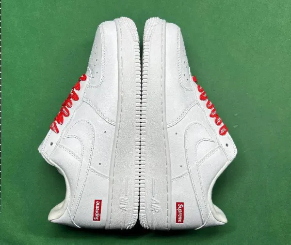 Supreme x Nike Air Force 1 Low White Red Box Logo Sneakers - 1
