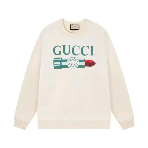Gucci Lipstick Print Crewneck Sweatshirt Beige - 1