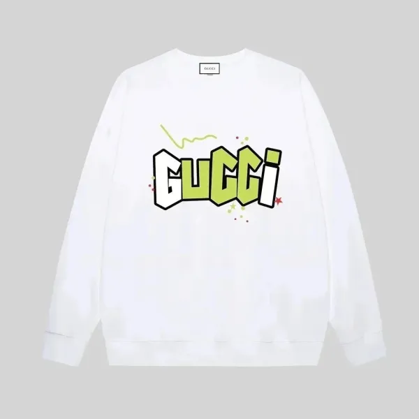 Gucci Graphic Logo Print White Hoodie - 1
