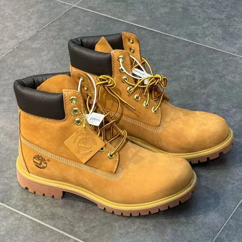 Timberland-Style Men's Women's Waterproof High-Top Boots Retro Durable Leather Boots Classic Black & Wheat