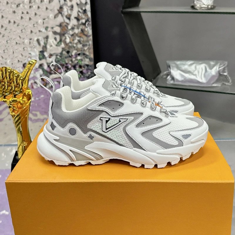 Runner Sneakers Breathable Men's Shoes Personalized Mesh Color-Block Dad Shoes Men's Trendy Thick Sole Casual Board Shoes