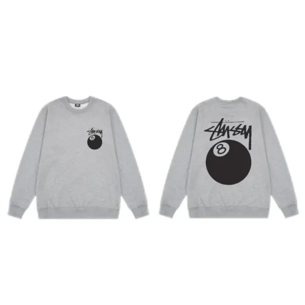 Stussy 8-Ball Graphic Crewneck Sweatshirt Gray - 1