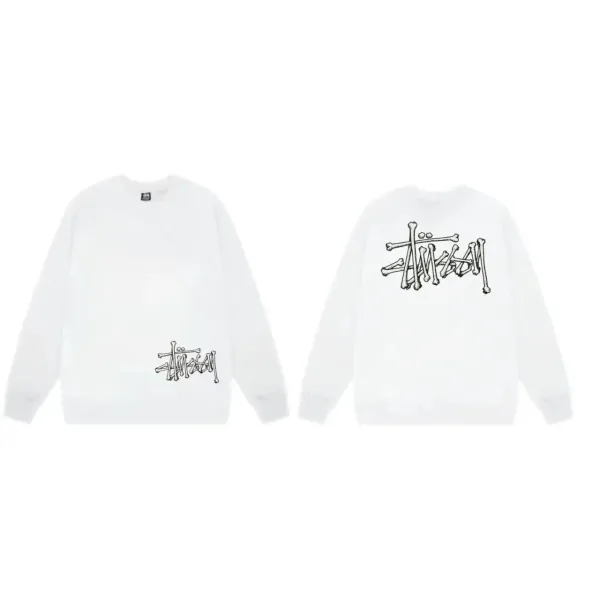 Stüssy Bone Logo Crewneck Sweatshirt White - 1