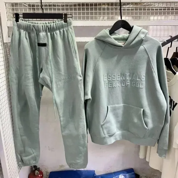 Fear of God Essentials Mint Green Hoodie and Sweatpants Set - 1