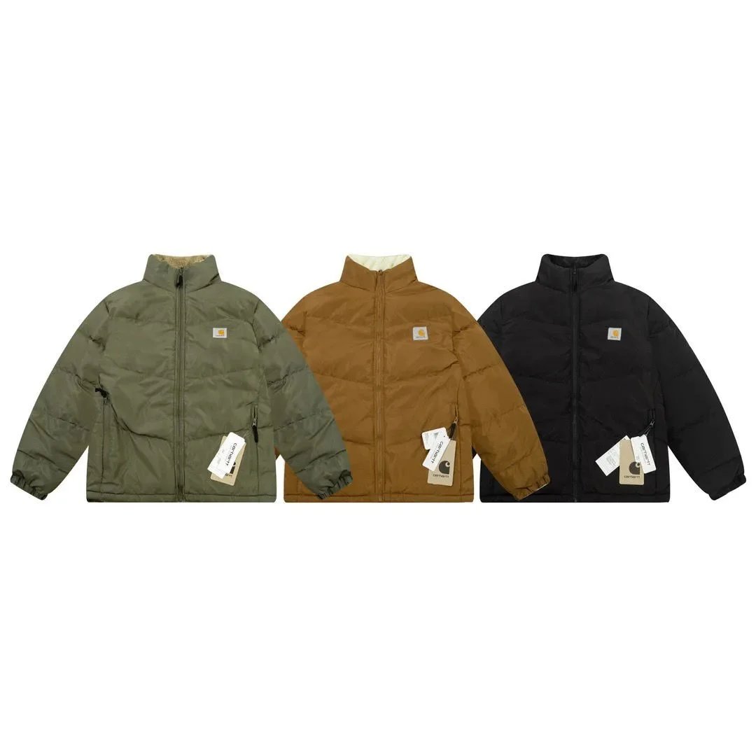 Carhartt Work In Progress Reversible Puffer Jacket Olive Green / Tan Faux Fur - 13