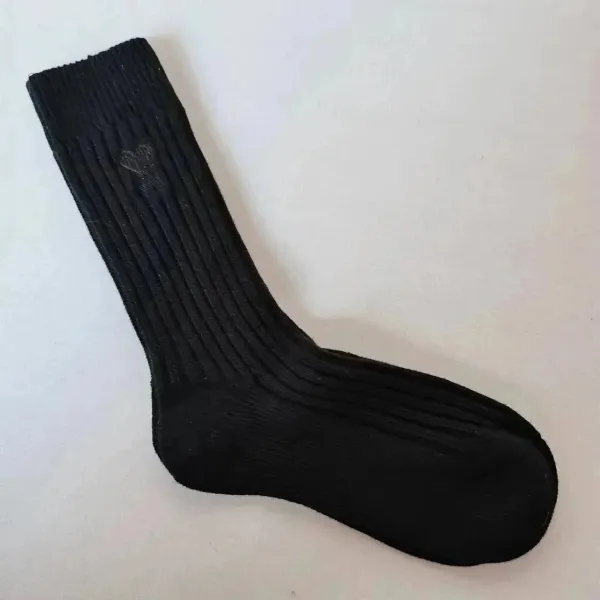 Black Ribbed Crew Socks - 1