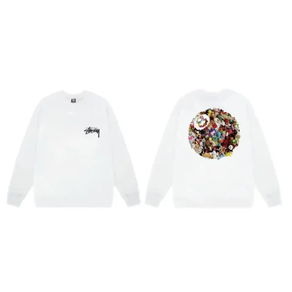 Stüssy x Takashi Murakami Collaboration Circle Stuffed Toy Print White Hoodie - 1