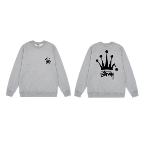 Stüssy Crown Logo Crewneck Sweatshirt Gray - 1