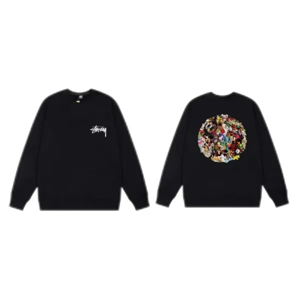 Stüssy × Takashi Murakami Collaboration Circle Graphic Black Hoodie - 1