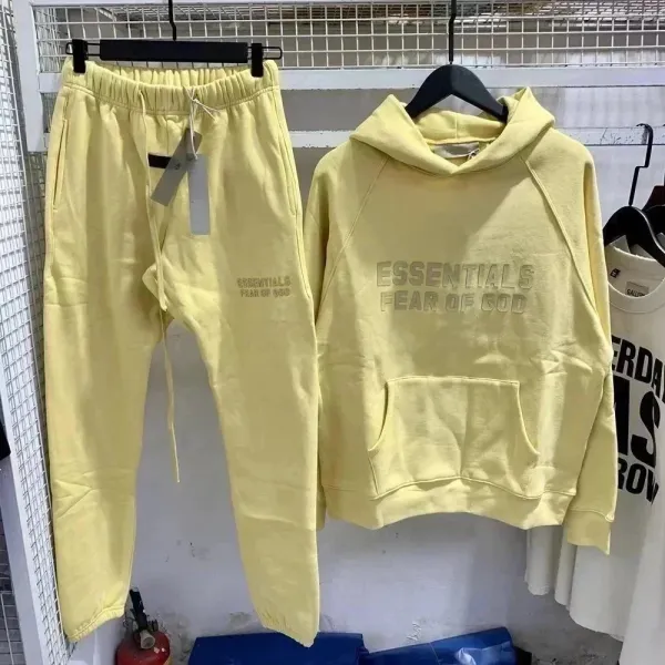 Fear of God Essentials Yellow Hoodie and Sweatpants Set - 1