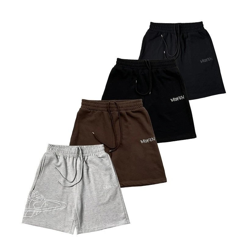 Mei Chao High Street Broken Planet Embroidered Letters Men and Women Summer Loose Shorts