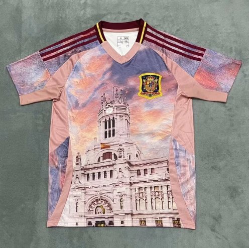 adidas x Spain 2024 Madrid Cityscape Graphic Jersey Pink Multicolor
