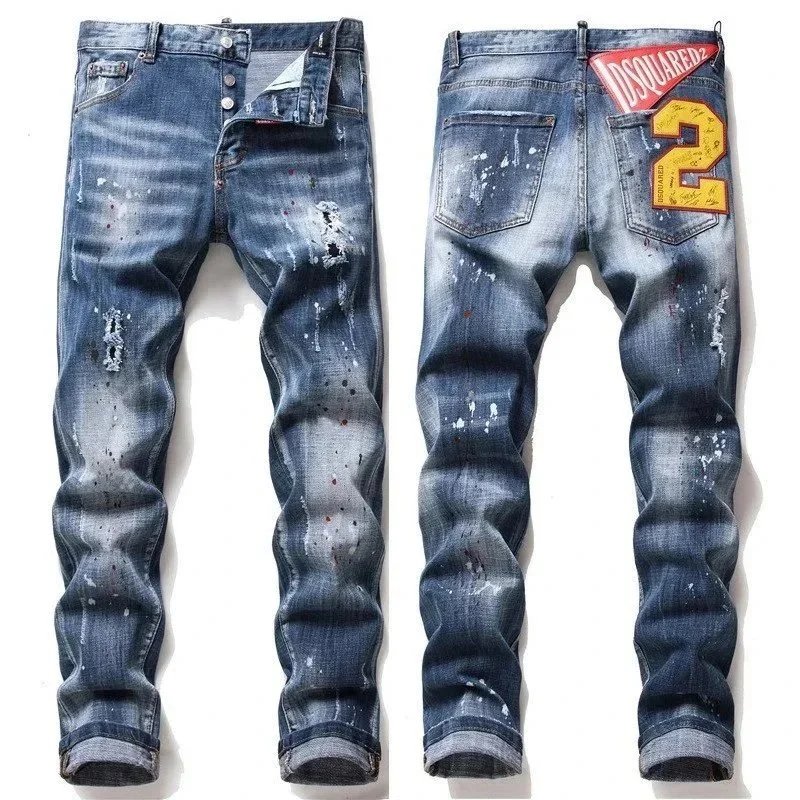 DSquared² DSQUARED² Paint Splatter Distressed Jeans Blue