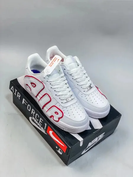 Nike Air Force 1 Low White Red Outline Sneakers - 1