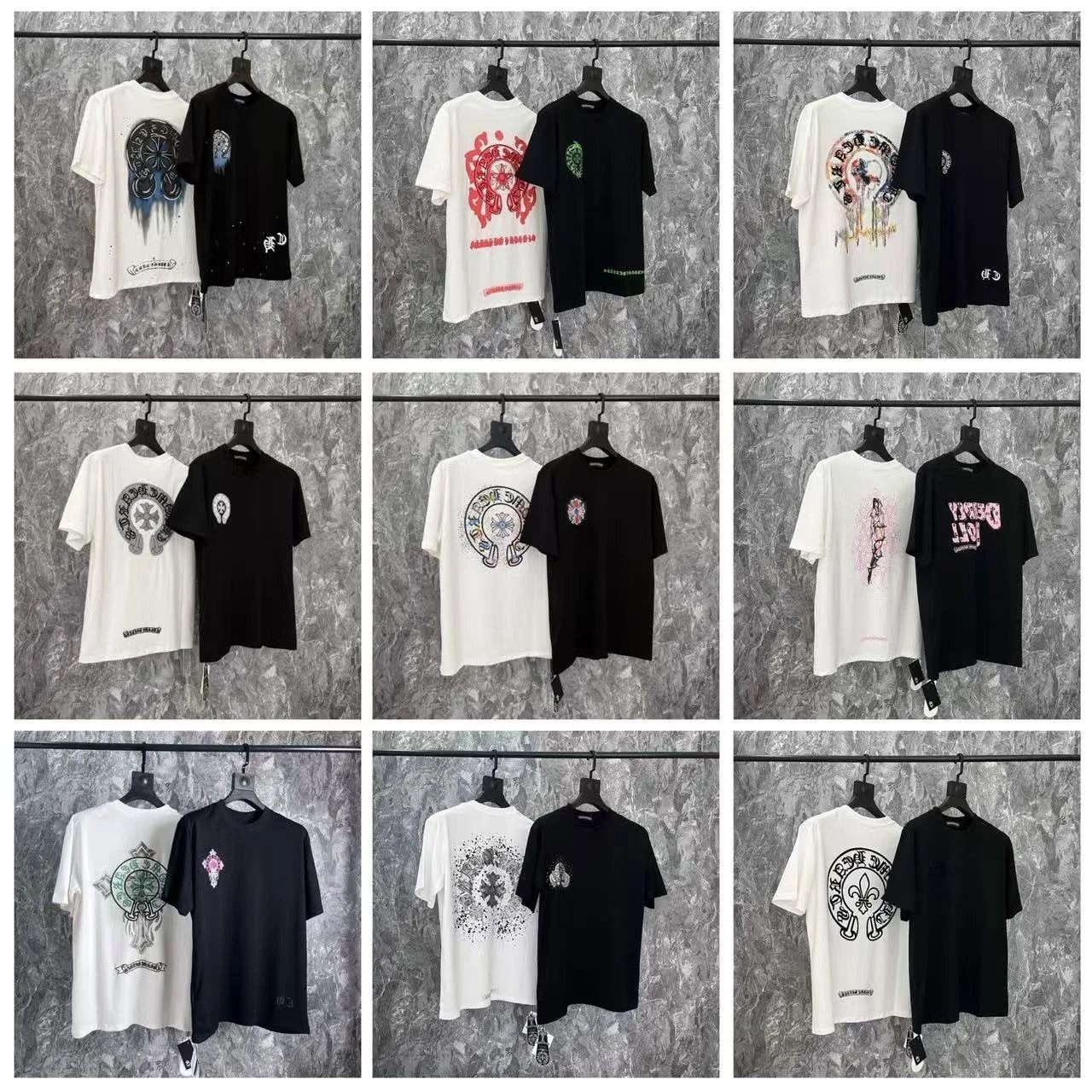 Cotton Short Sleeve T-Shirt White Black Graphic Print