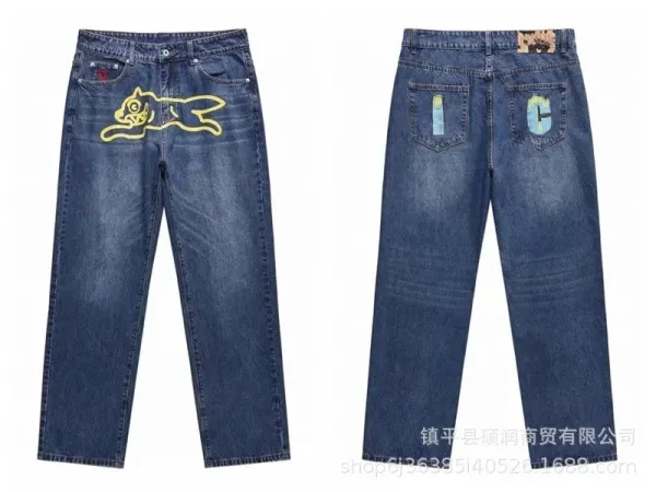 A Bathing Ape x Unknown Collaborator Denim Jeans with Pink猿人 Logo and Back Pocket Lettering - 4