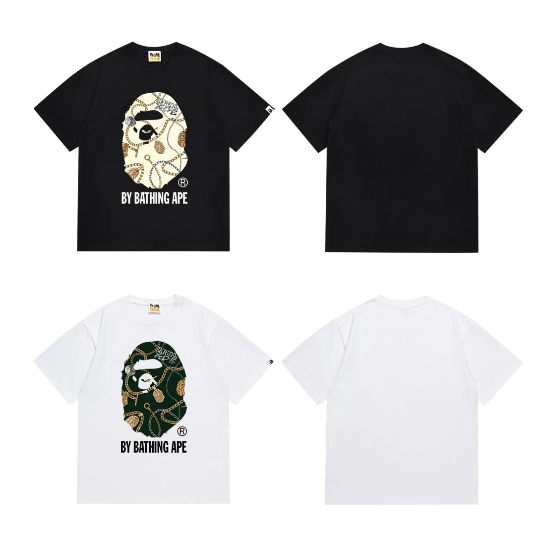 A Bathing Ape Camo Ape Head Graphic Black T-Shirt - 12