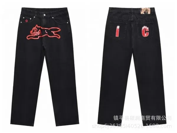 A Bathing Ape x Unknown Collaborator Denim Jeans with Pink猿人 Logo and Back Pocket Lettering - 3