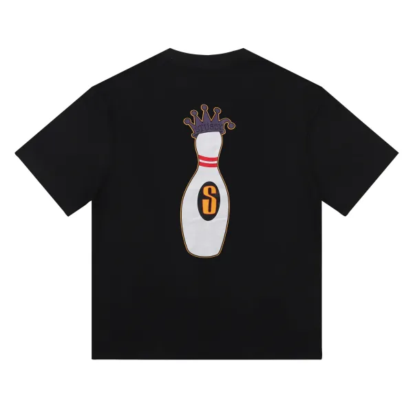 Stussy Bowling Pin Crown Black T-Shirt - 1