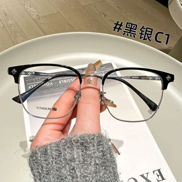 Design C1 Black Silver Optical Glasses - 1