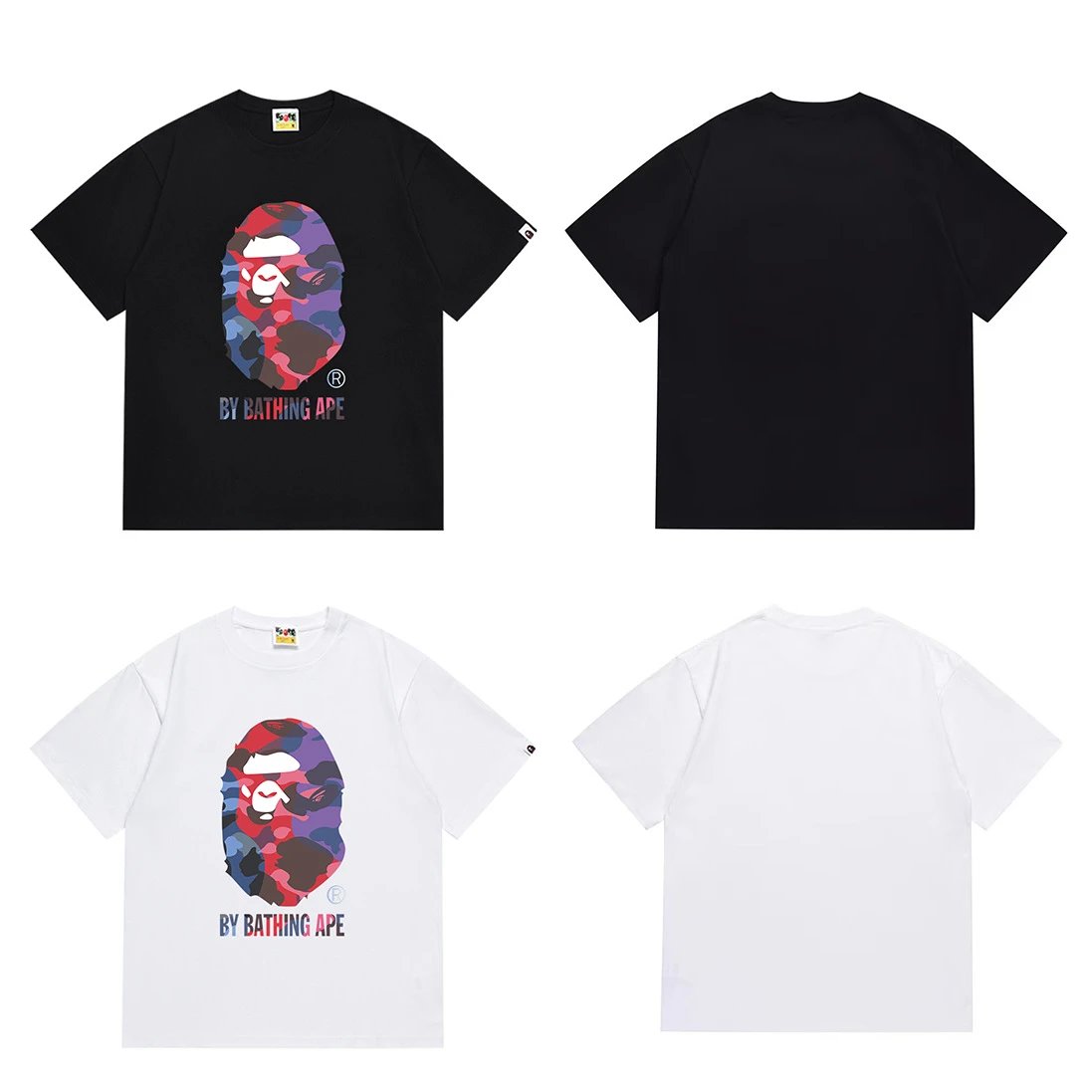 A Bathing Ape Camo Ape Head Graphic Black T-Shirt - 4