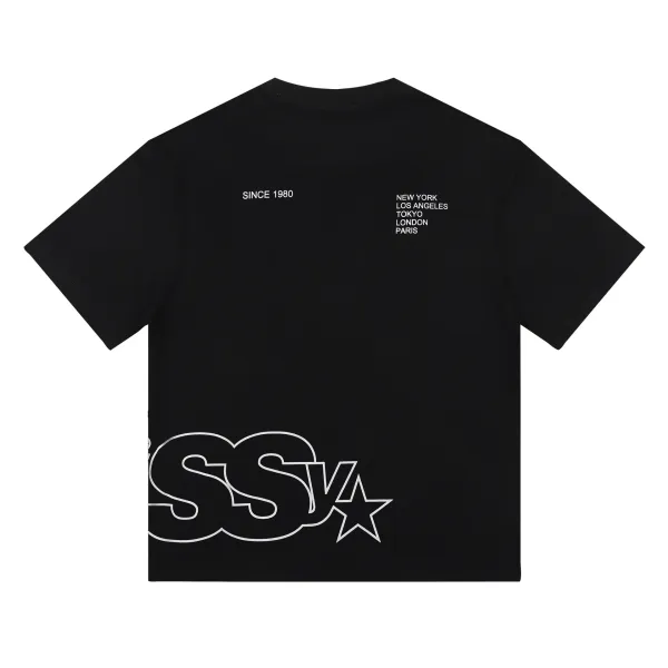 Stüssy Outline Logo Black T-Shirt - 1