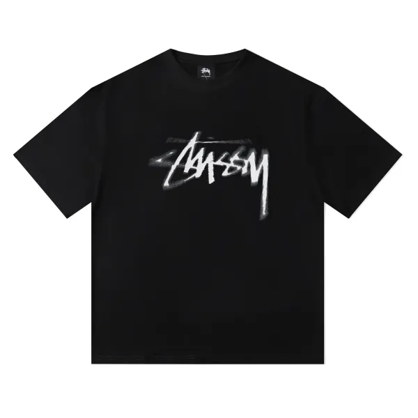 Stussy Spray Paint Logo Black T-Shirt - 1