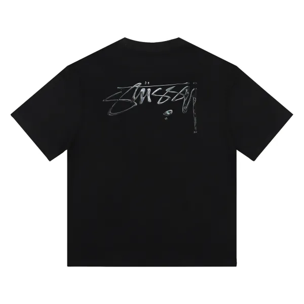 Stüssy Glossy Script Black T-Shirt - 1