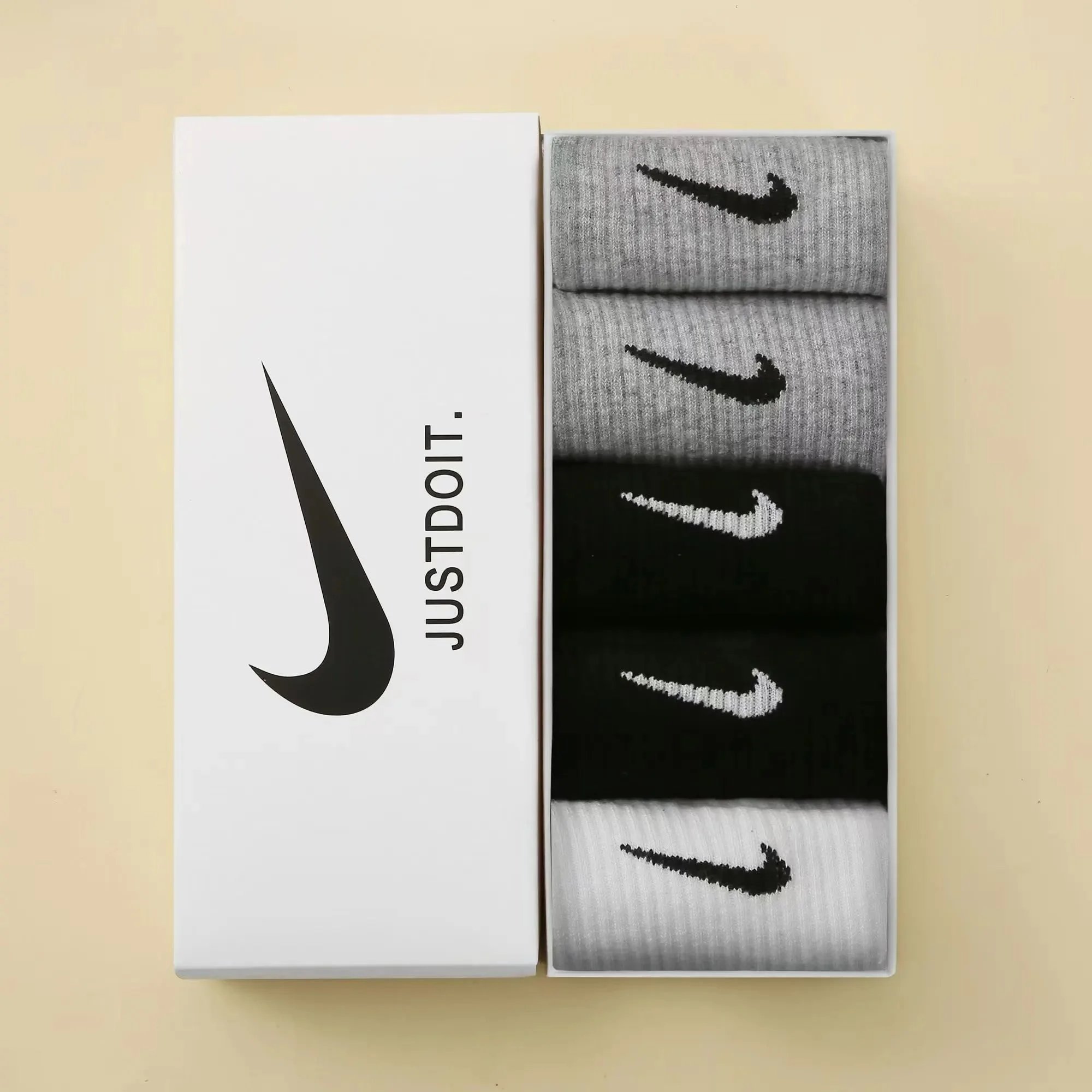 5-pair set (black + black + gray + gray + white)