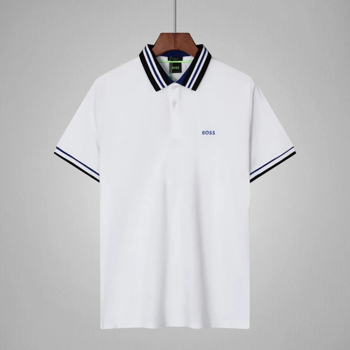 BOSS Shirts Short-Sleeve Contrast-Trim Polo — 21