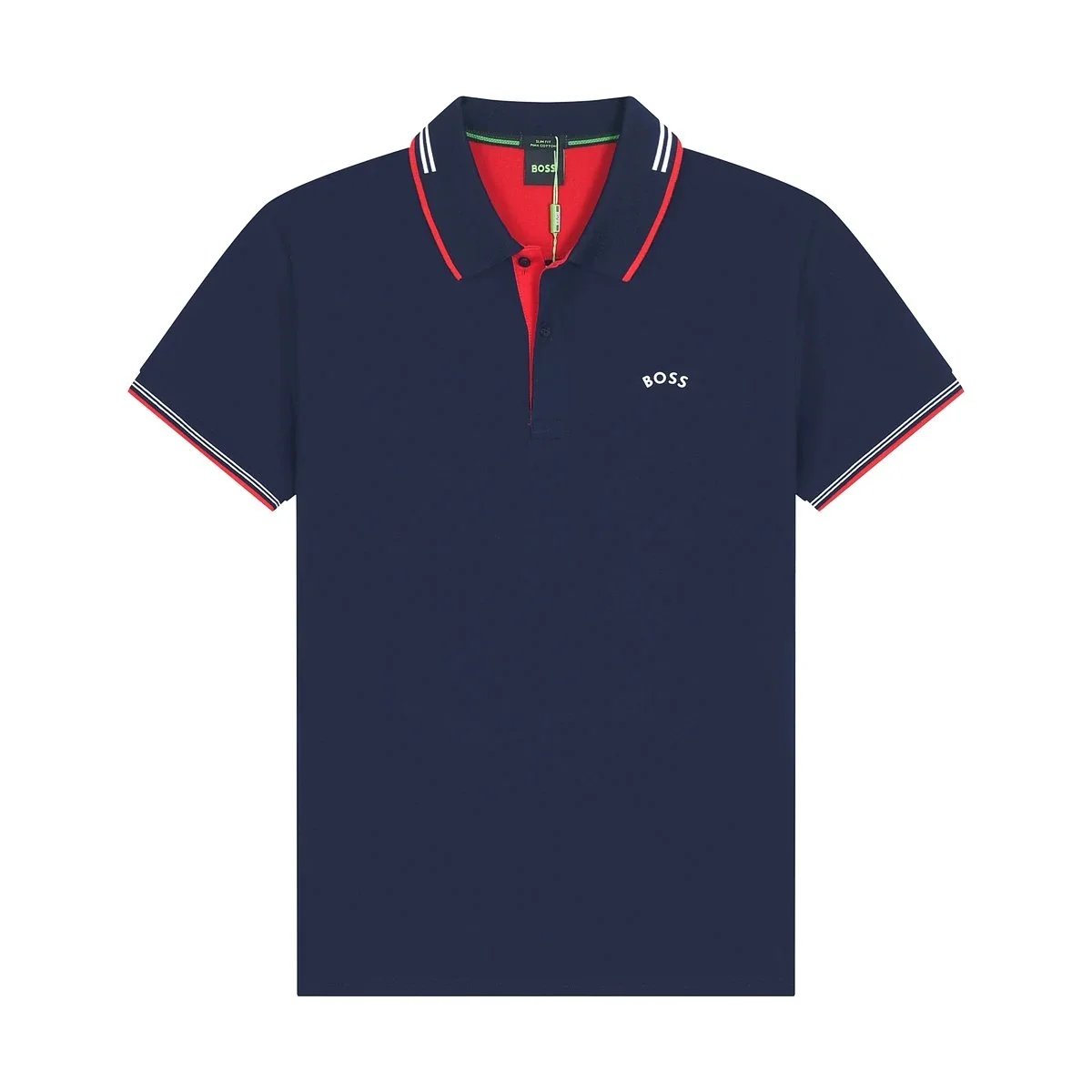BOSS Shirts Short-Sleeve Contrast-Trim Polo — 26