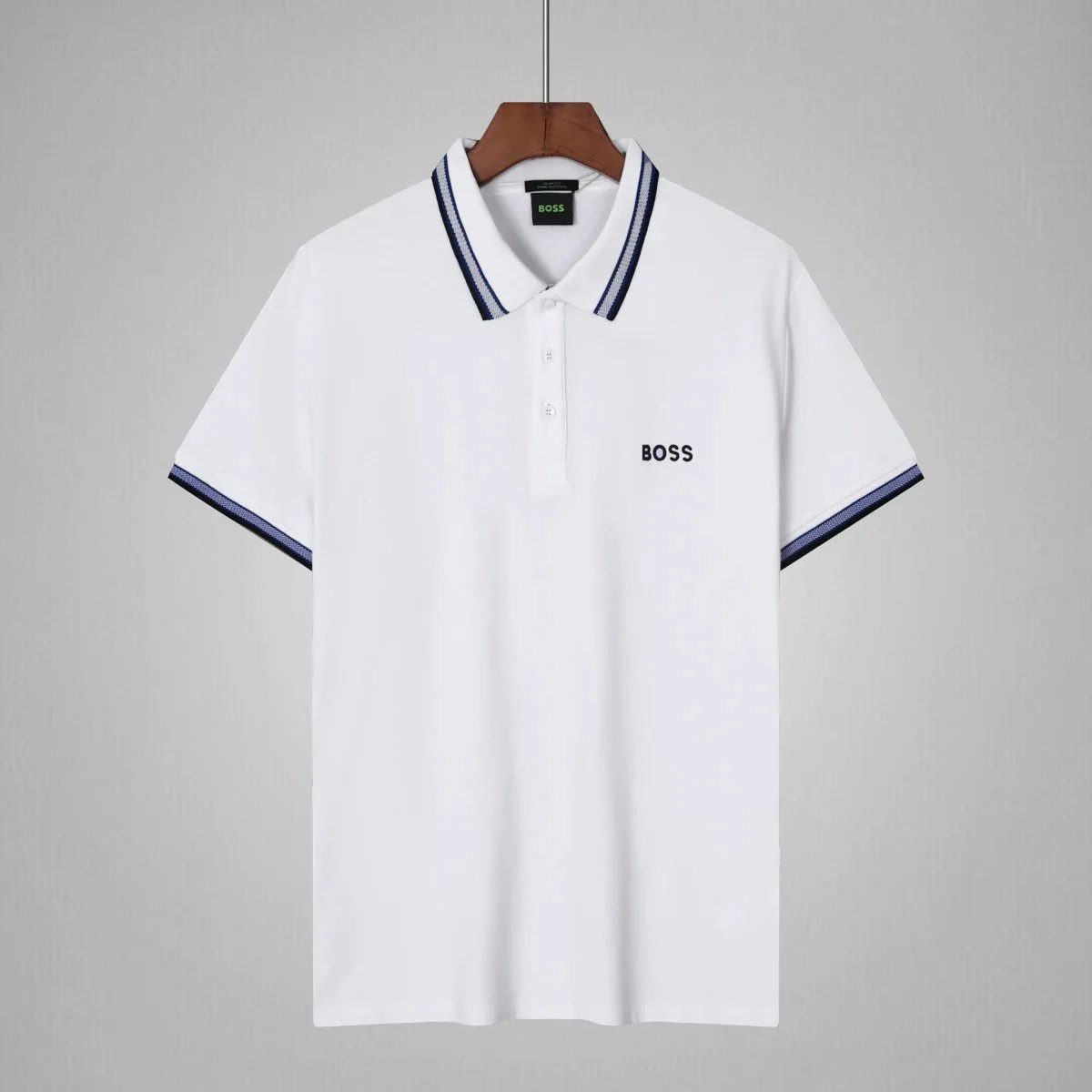 BOSS Shirts Short-Sleeve Contrast-Trim Polo — 17
