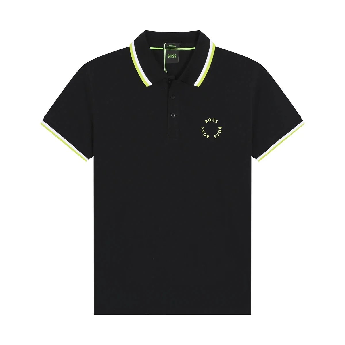 BOSS Shirts Short-Sleeve Contrast-Trim Polo — 32