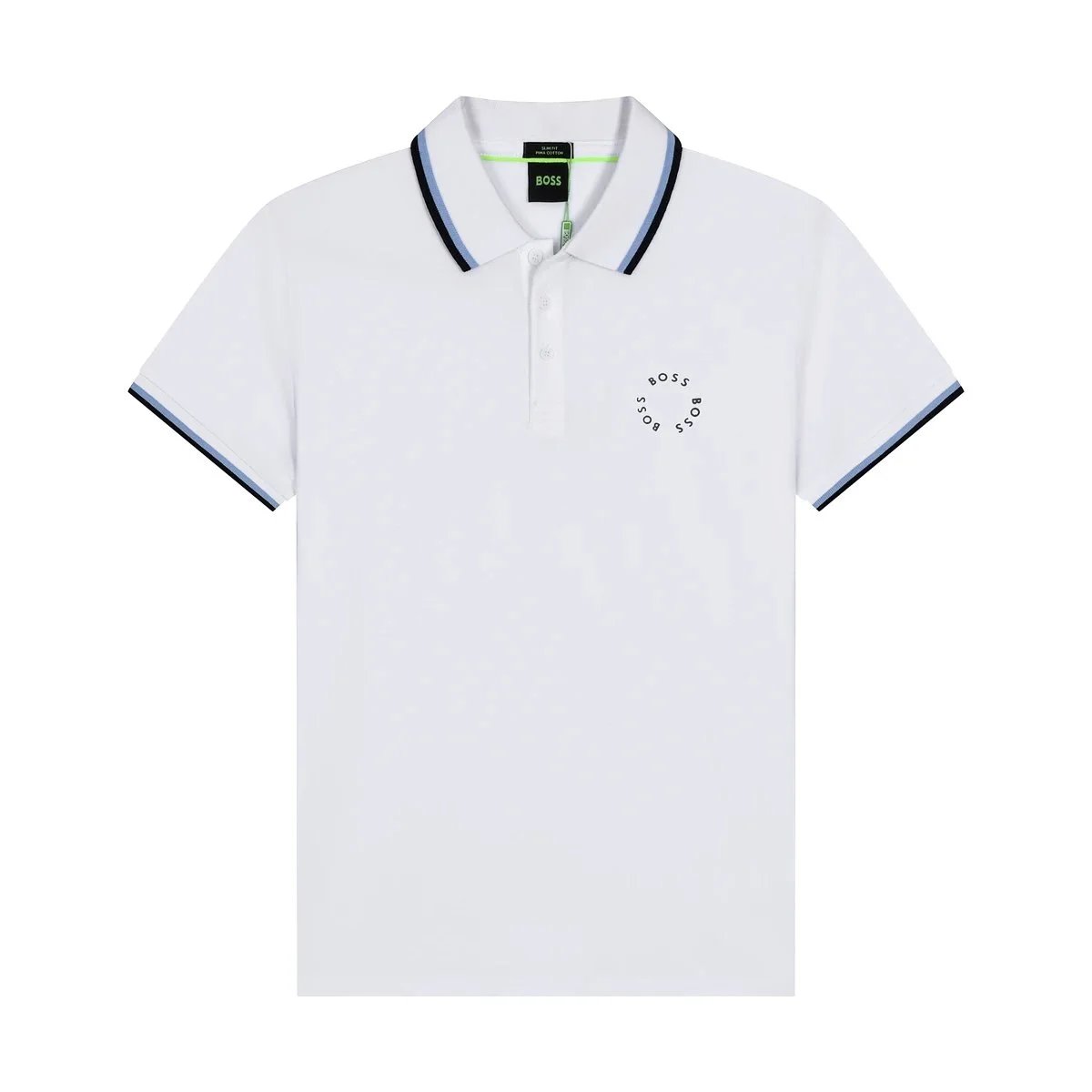 BOSS Shirts Short-Sleeve Contrast-Trim Polo — 30